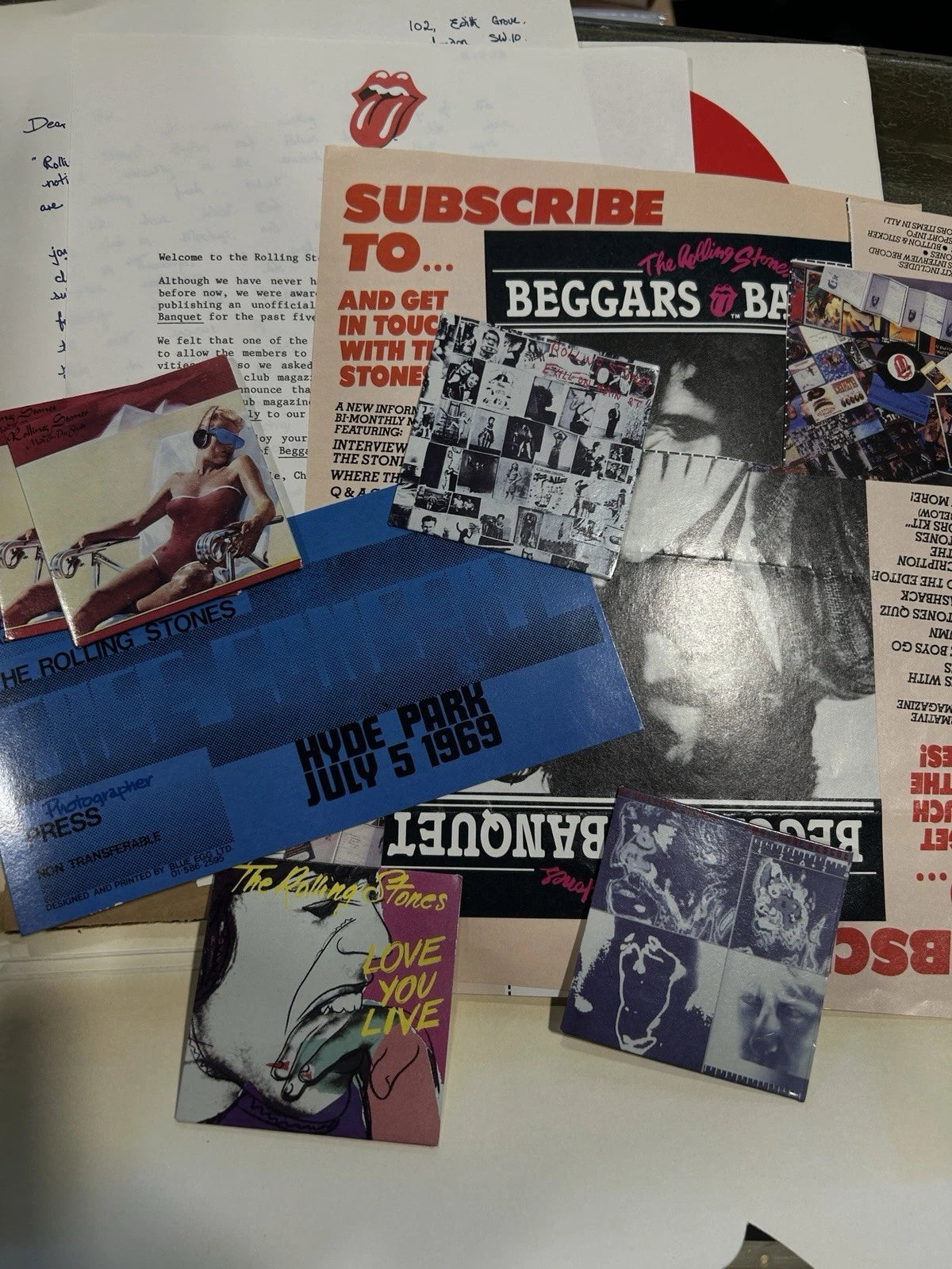 Rolling Stones 1983 Beggars Banquet 20th Anniversary Official U.S. Fan Club Kit