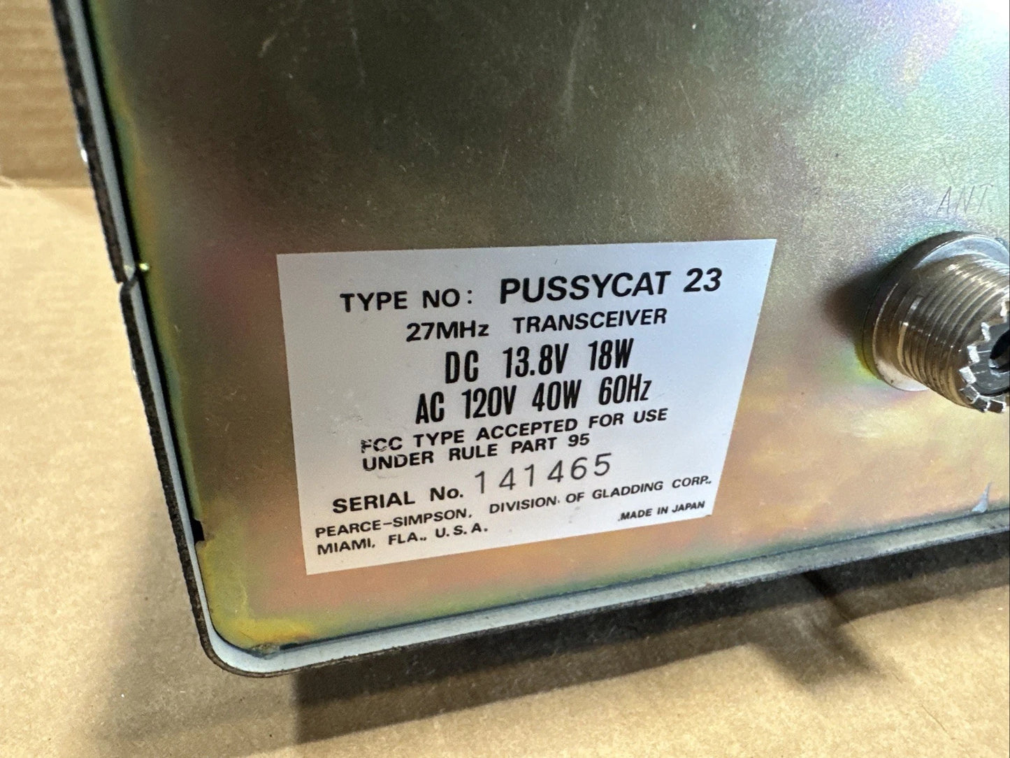 Pearce-Simpson Pussycat 23 Base Station CB Transceiver