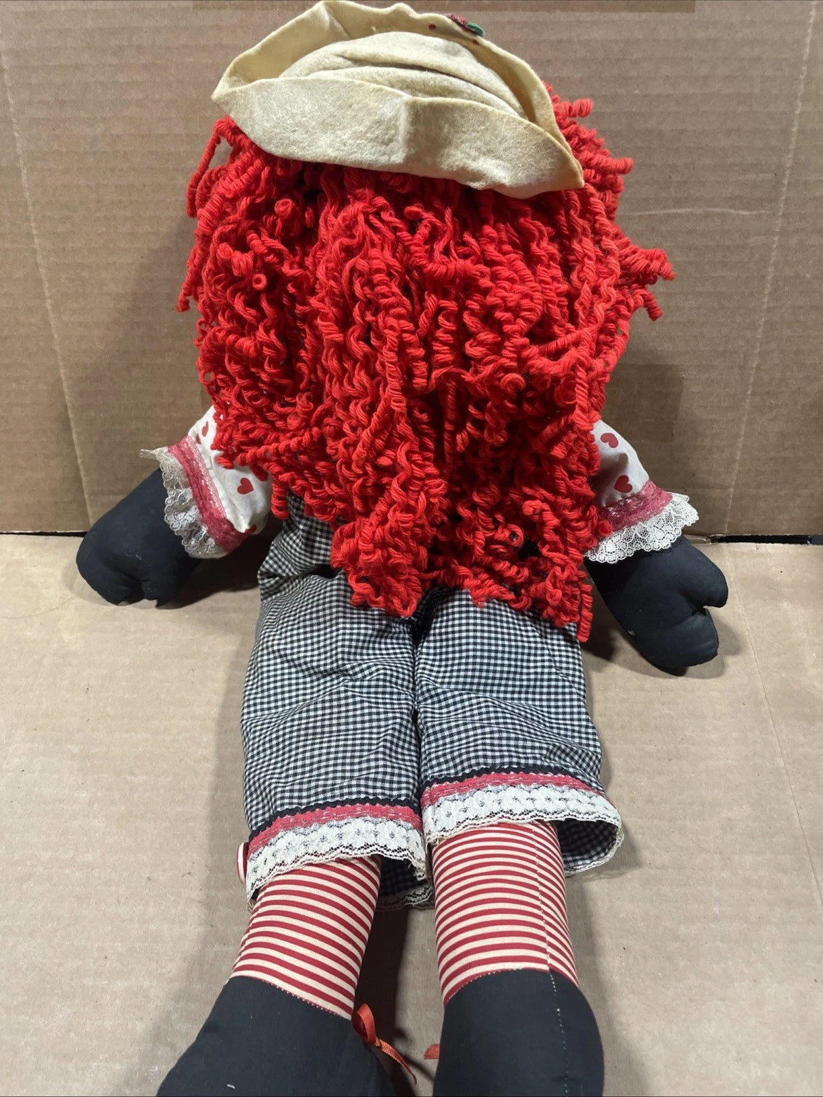 Large Vintage African American Folk Art Rag Doll, 24” Lot Of 2
