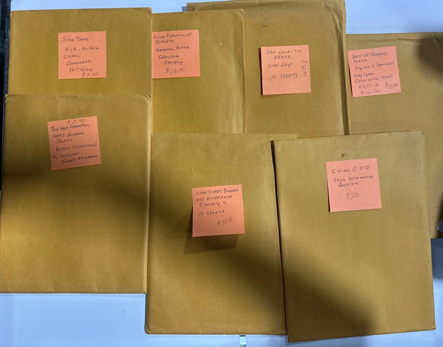 Vintage Lot of 13 Blueprint Packets Star Wars Star Trek Sci-Fi 70-80s Over 100