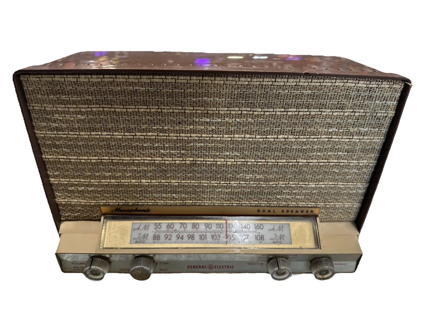 General Electric T-210A Dual Speaker Tube Radio as is parts only