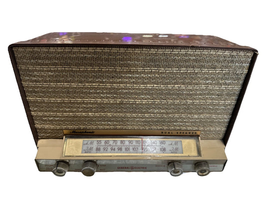 General Electric T-210A Dual Speaker Tube Radio as is parts only