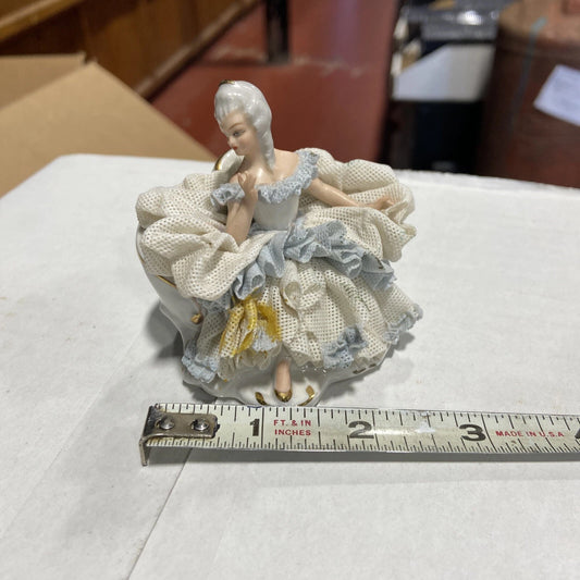Vintage Sandizell Dresden Germany woman sitting on couch RARE 2 3/4 inch tall