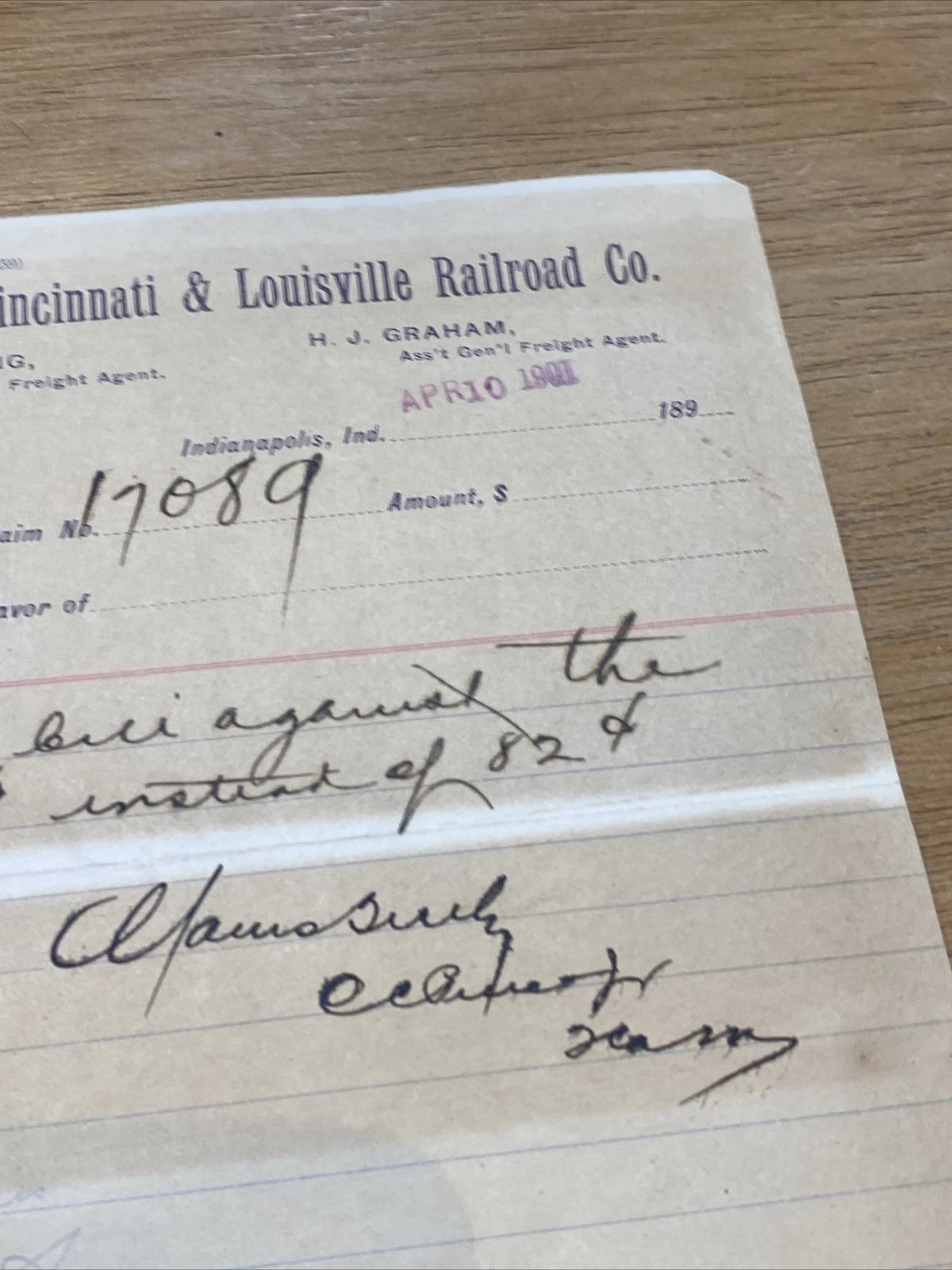 Vintage 1901 General Freight Ft Wayne, Cincinnati & Louisville Railroad Railway