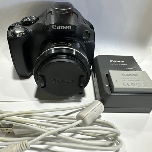 Canon PowerShot SX30 IS 14.1MP Digital Camera - Black Tested Working