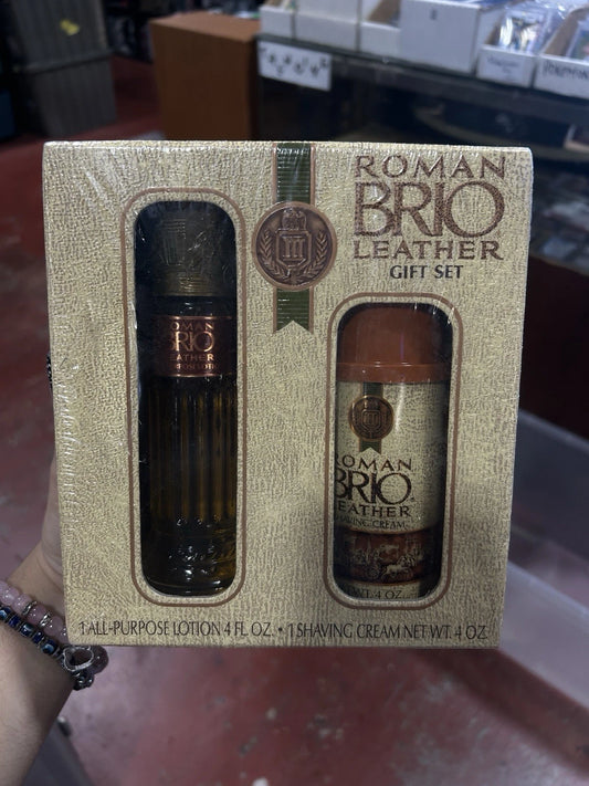 Roman Brio Leather 4 fl. oz. All Purpose Lotion Cologne Shaving Cream Gift Set