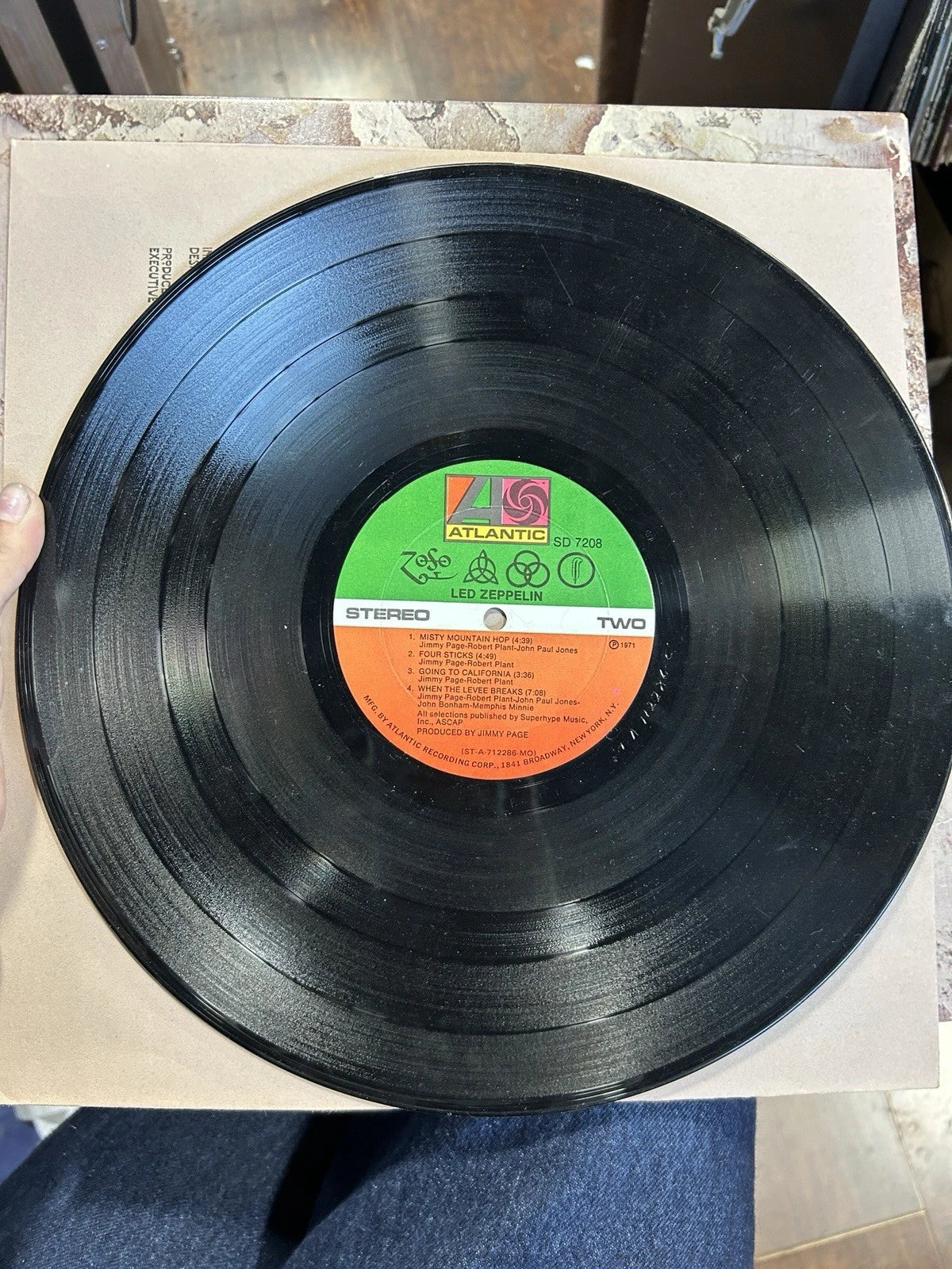 Led Zeppelin IV 1971 Atlantic SD 7208 1st Press lp sta-712285-f porky vg+