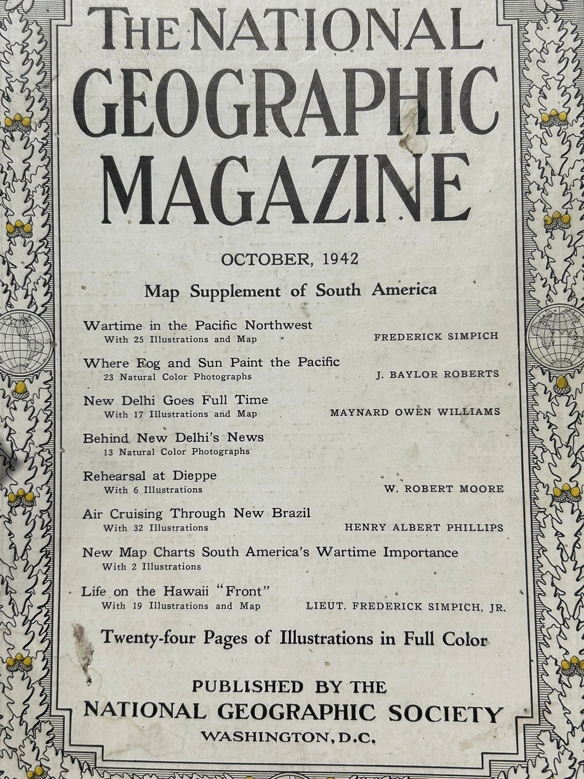 Vintage Oct 1942 National Geographic Vol LXXXII No 4