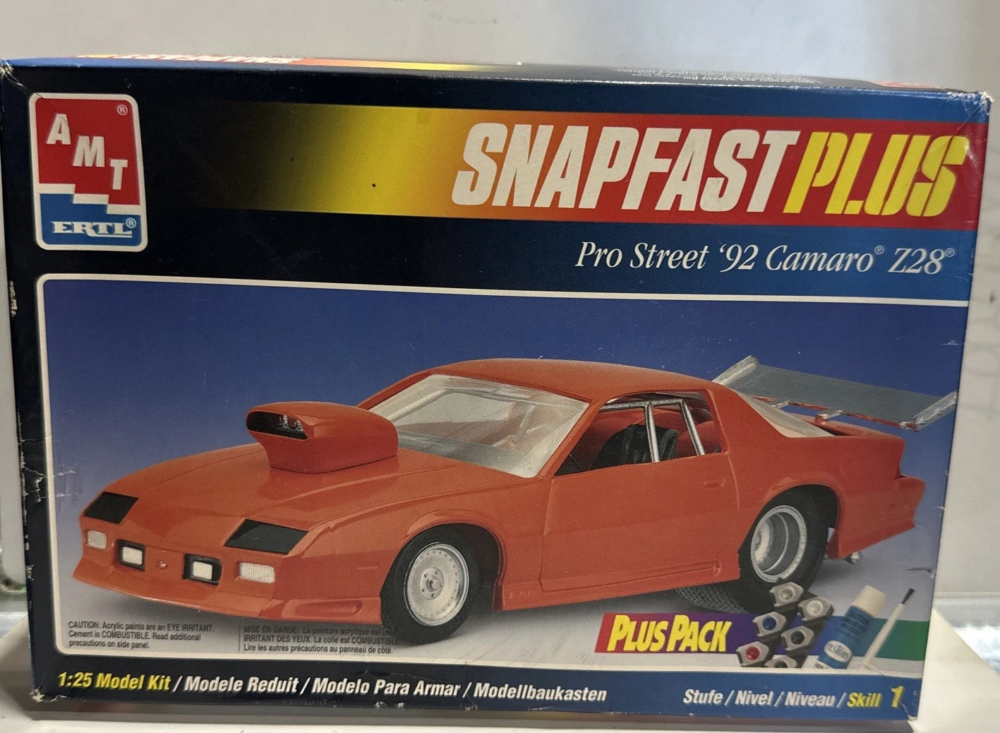 AMT Snapfast Plus 1/25 Pro Street 1992 Chevrolet Camaro Z28 Open Box 1 Open Bag