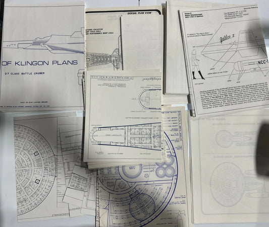 Vintage Lot of 13 Blueprint Packets Star Wars Star Trek Sci-Fi 70-80s Over 100