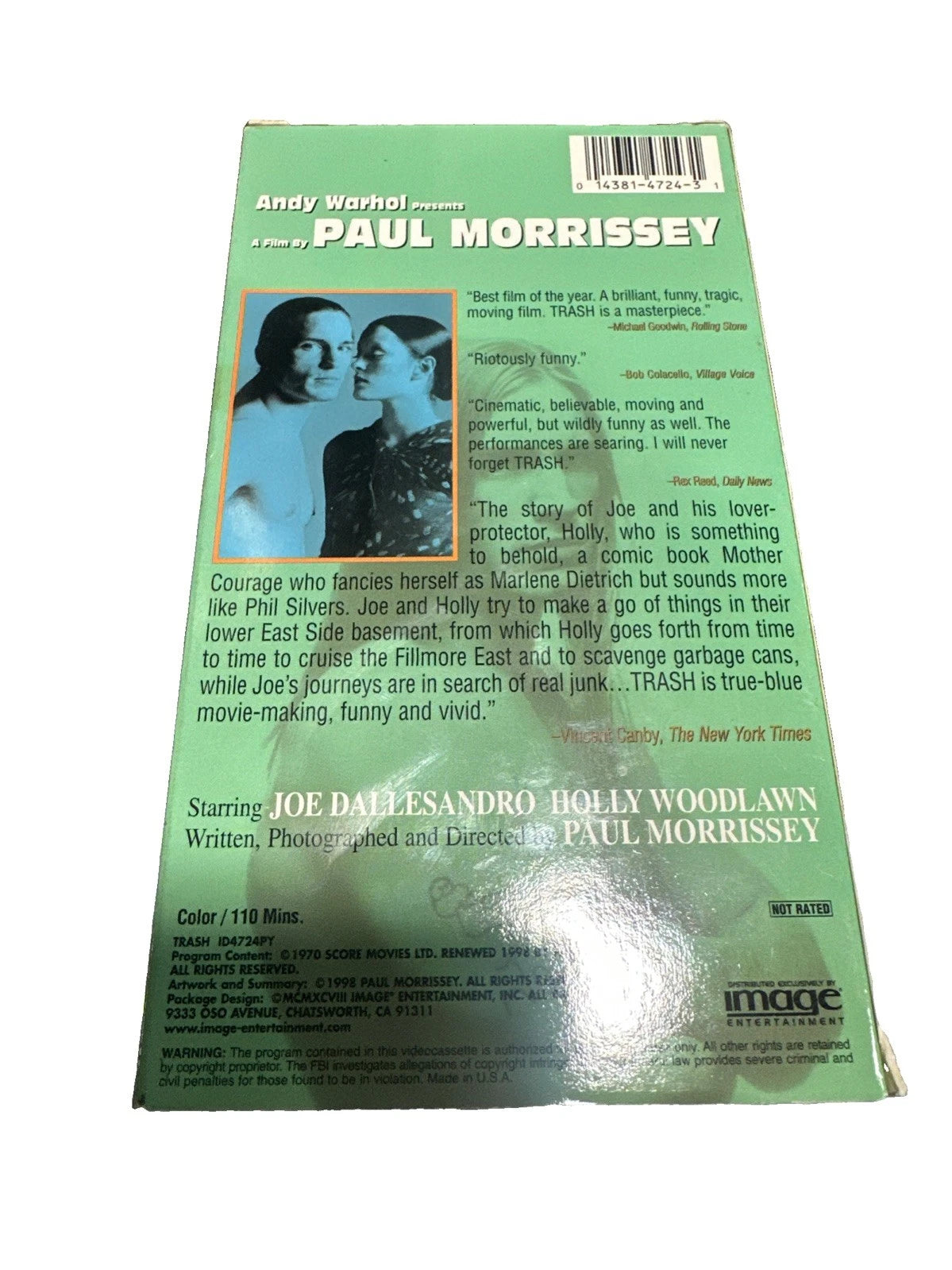 Andy Warhol's Trash (VHS, 1998) Paul Morrissey
