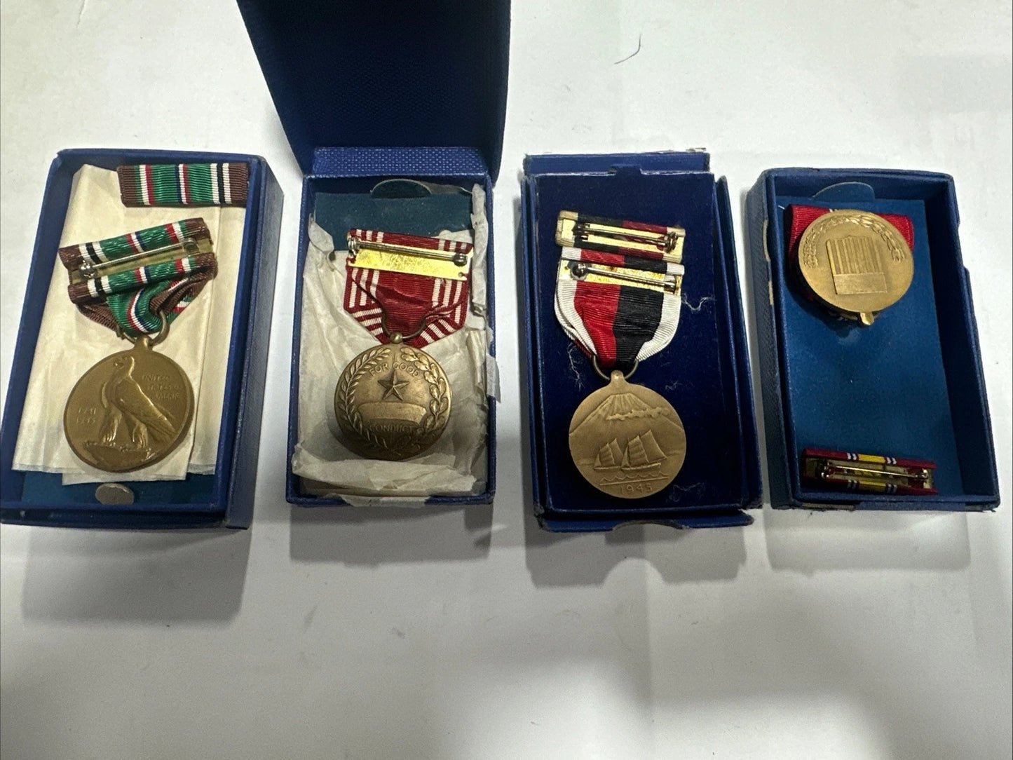 WWII European American Award Metals For Conduct, Occupations, National Defense