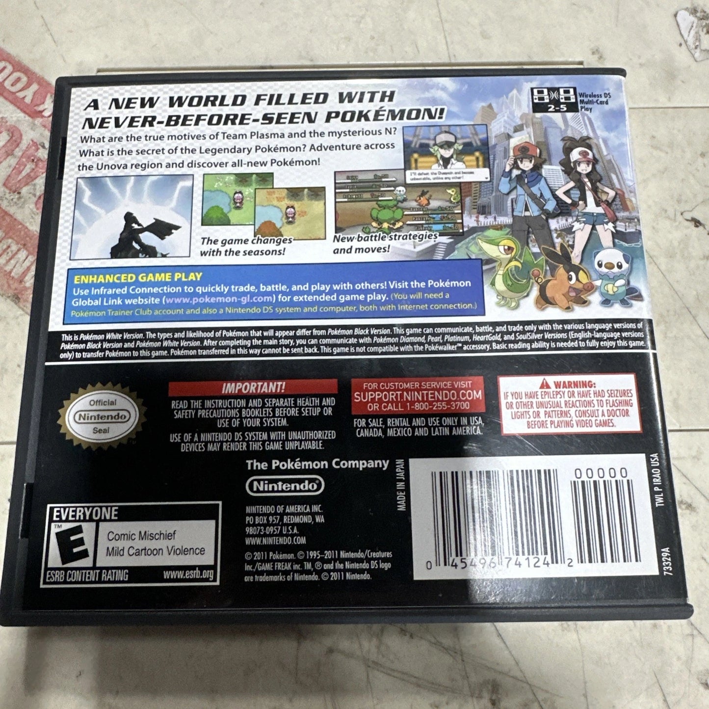 Authentic Pokemon White (Nintendo DS, 2010) Japanese Version With English Case