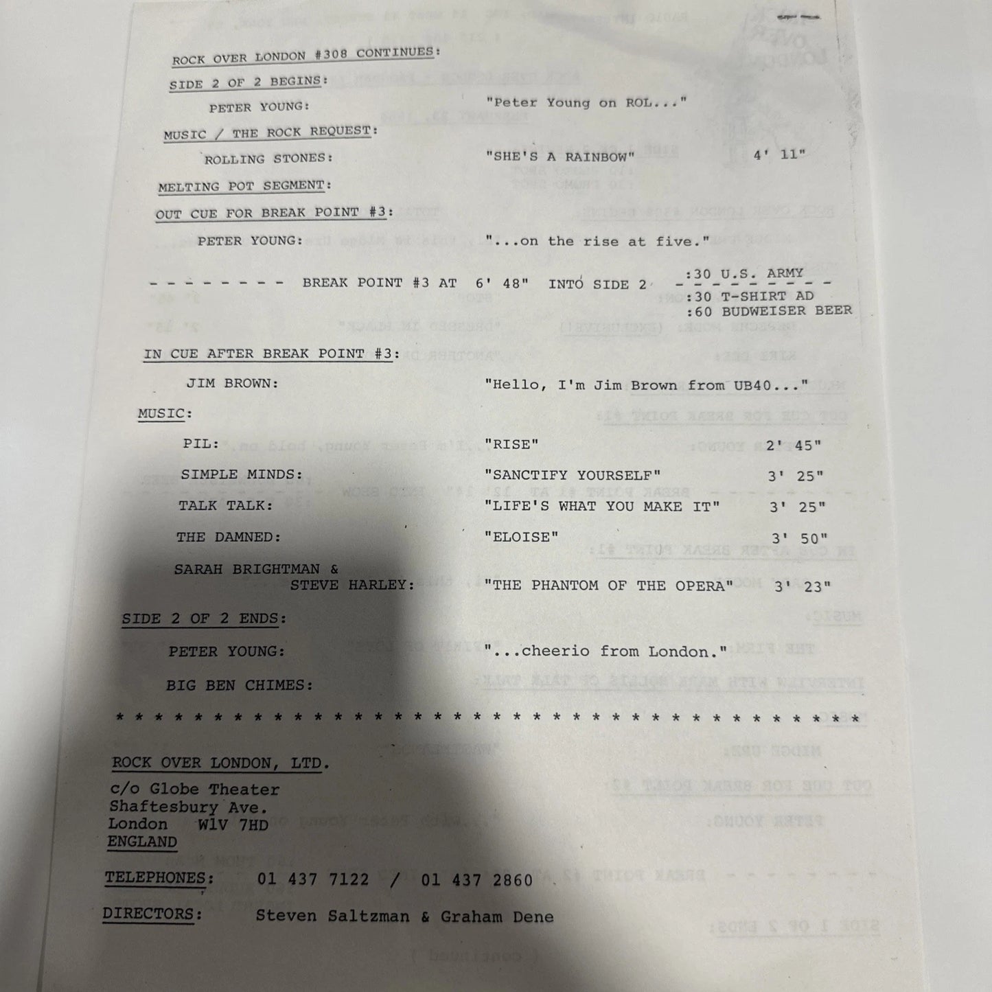 Rock Over London #308 Feb. 23, 1986 Depeche Mode, Peter Frampton and Firm LP VG+