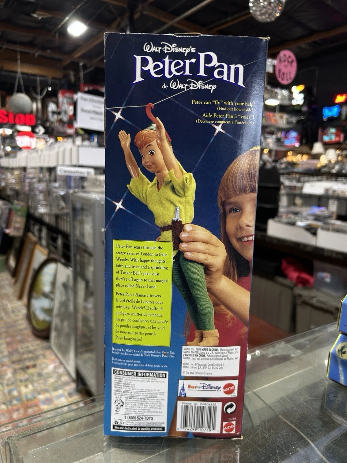 Peter Pan RARE Euro Walt Disney 1993 Flying Peter Pan New In Box