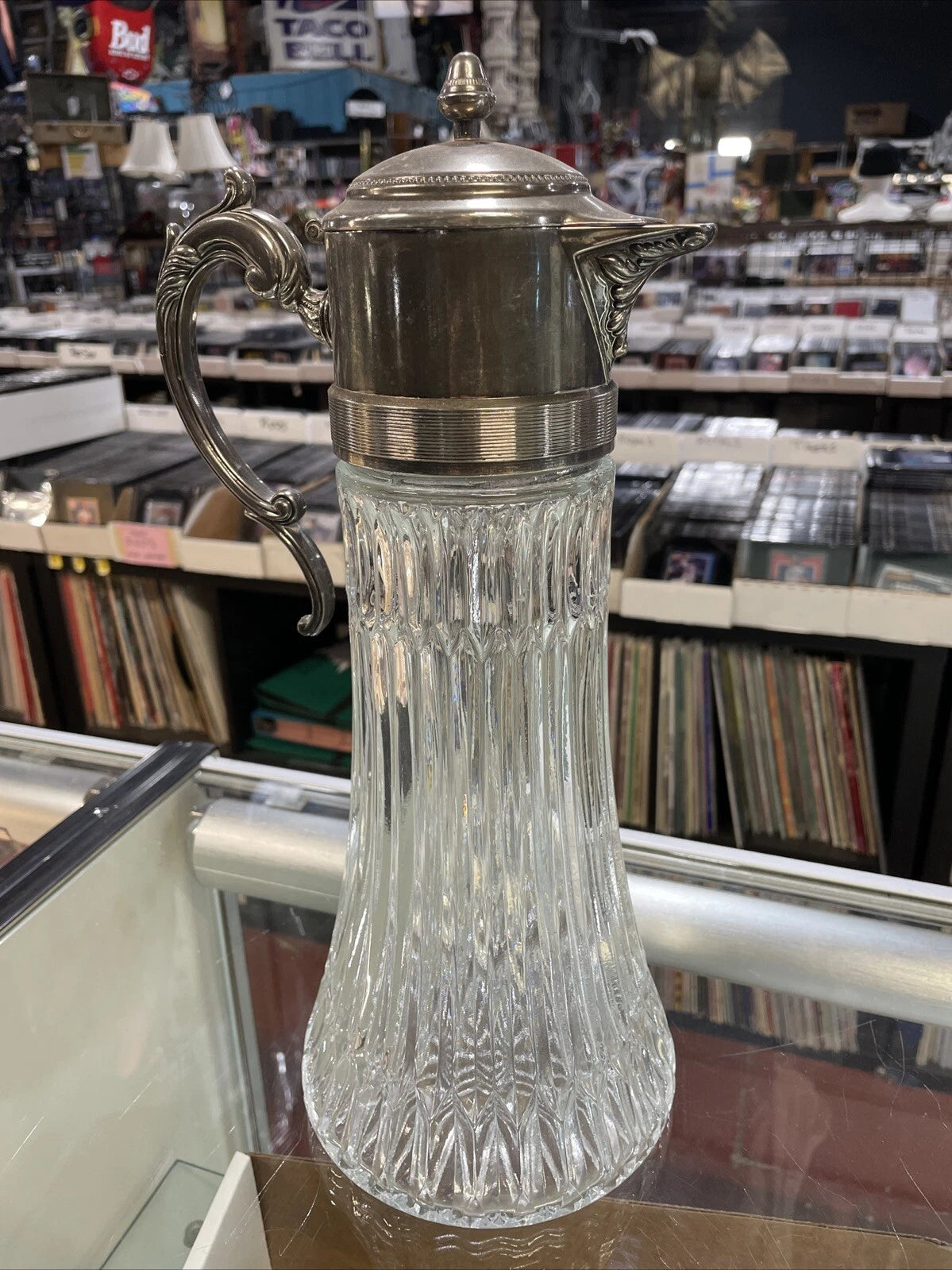 SILVERPLATE GLASS VICTORIAN PITCHER