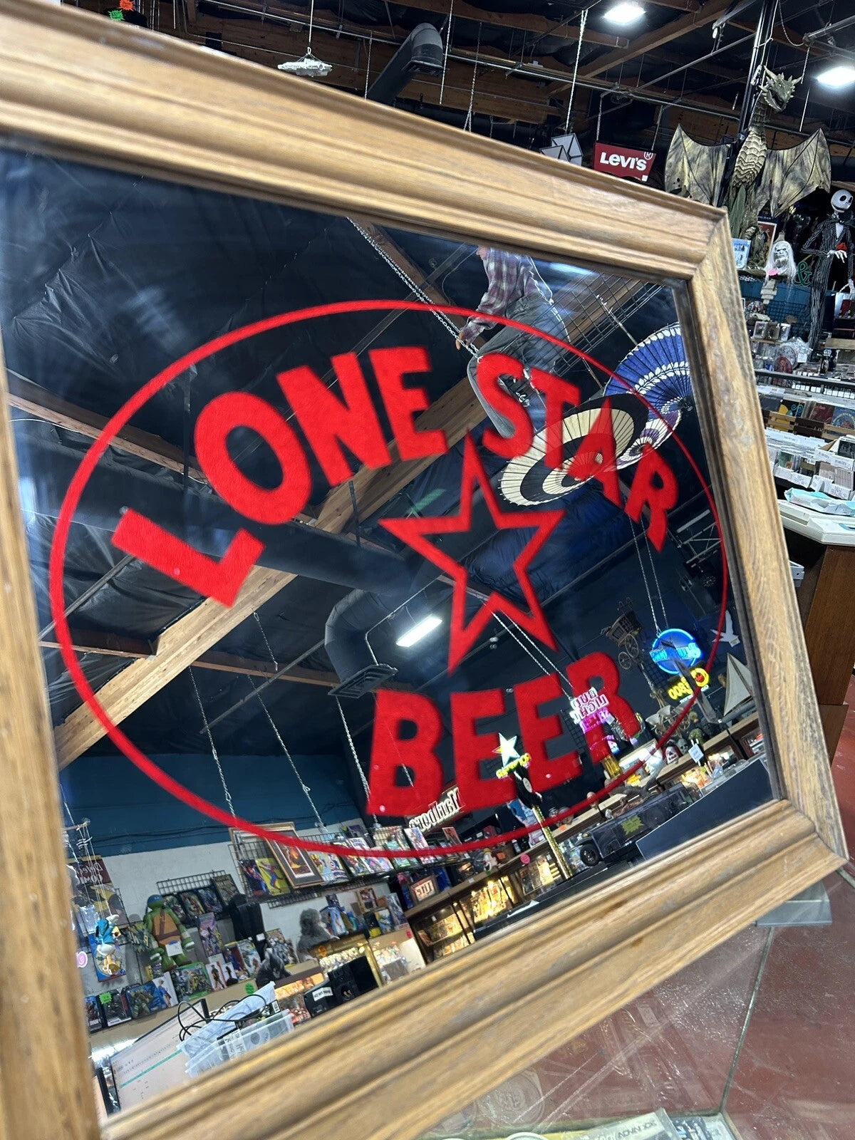 Lone Star Beer Mirror Glass Sign 20 1/2” x 25”