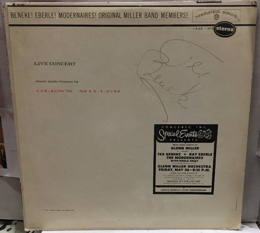 Live Concert Music Made Famous By Glen Miller Autographed Record W1428