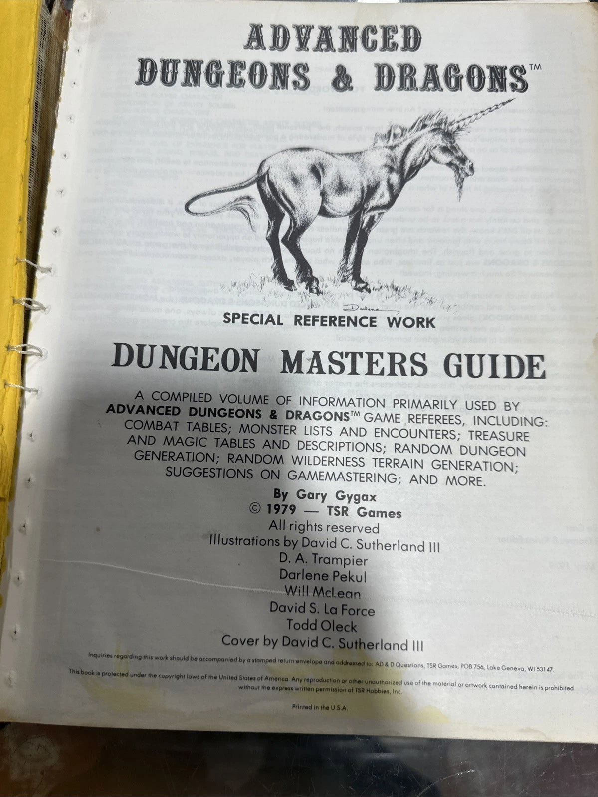 D&D, Dungeons & Dragons, TSR, Dungeon Masters Guide, May 16, 1979 Fair Cond.