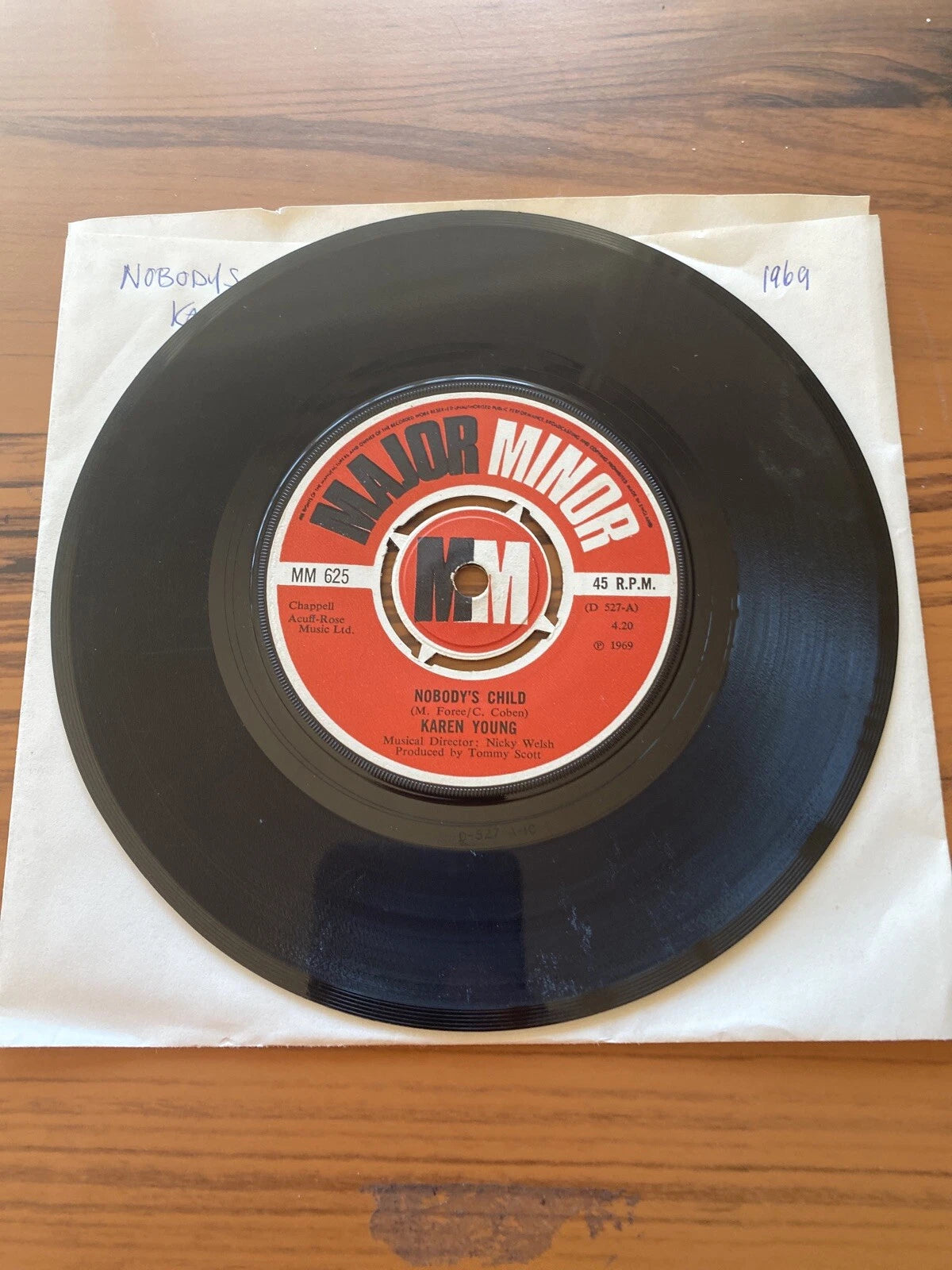 VTG KAREN YOUNG * NOBODY'S CHILD 7" SINGLE EXCELLENT 1969 MAJOR MINOR MM 625 UK