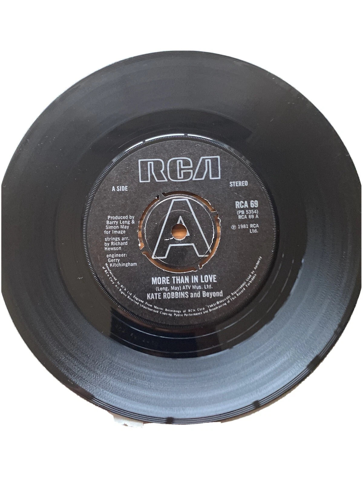 KATE ROBBINS AND BEYOND More Than In Love 7" Single Vinyl Record RCA 1981 EX