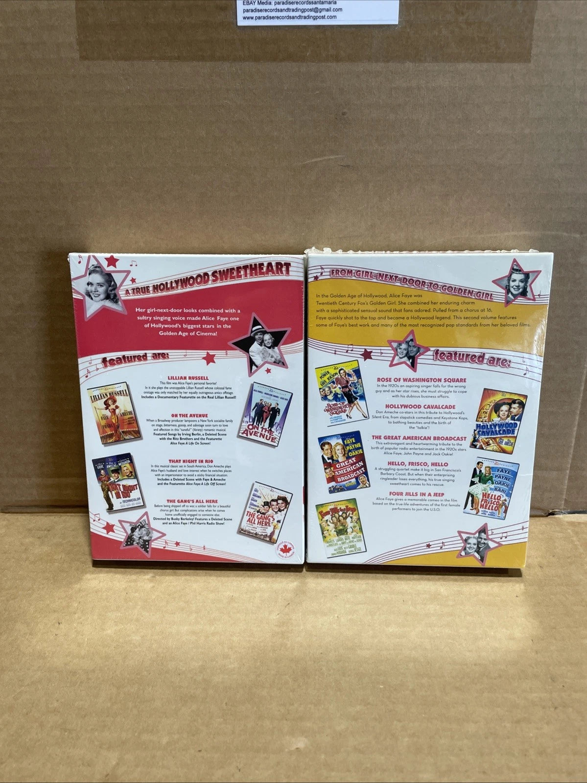 DVD ALICE FAYE VOLUME 1 AND 2 ROSE OF WASHINGTON SQUARE THE GANG'S ALL HERE