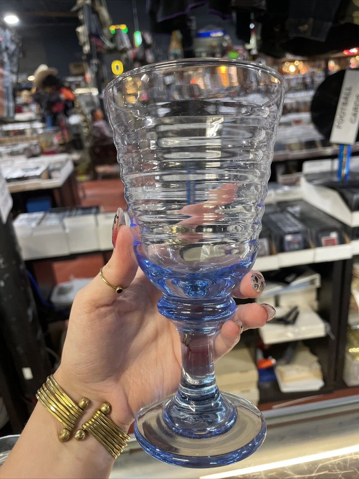 Vintage Libbey Blue Sirrus Ripple Glasses Water Goblet Set, Startrek
