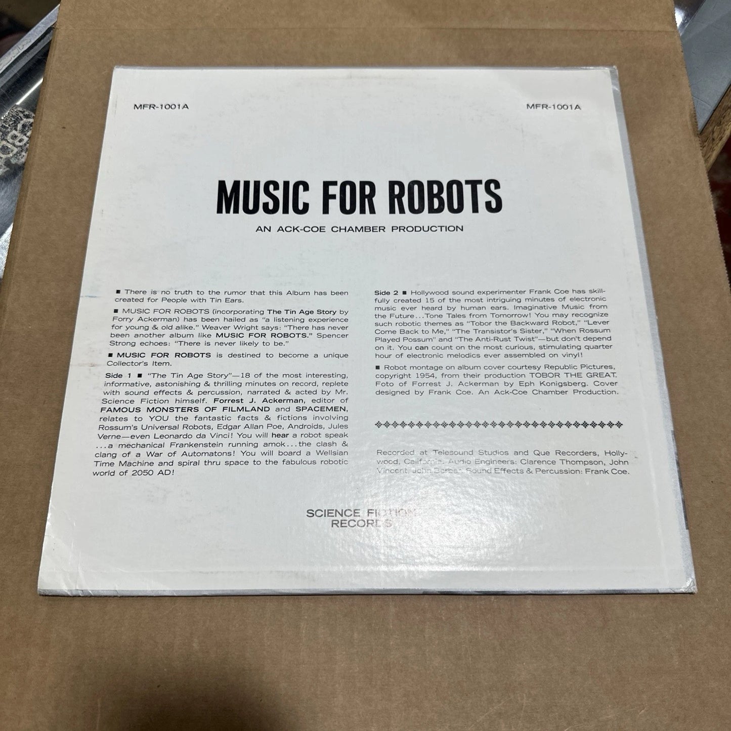 Rare 1987 Music For Robots Forest J Ackerman The Tin Age Story 12" LP