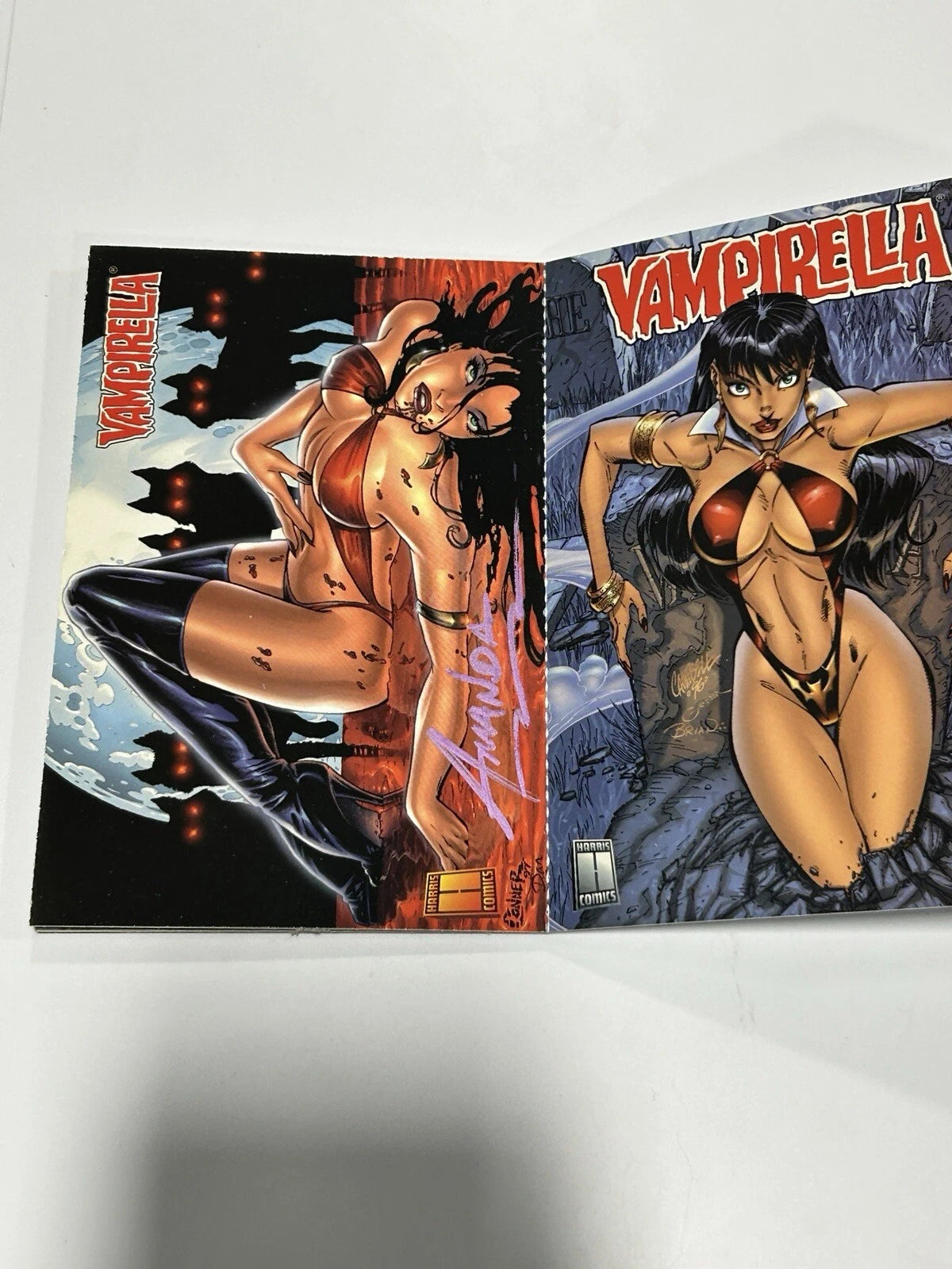 Vampirella Postcards Set 1997 Very Rare 1 to 9 On A Tear Off Strip Signed