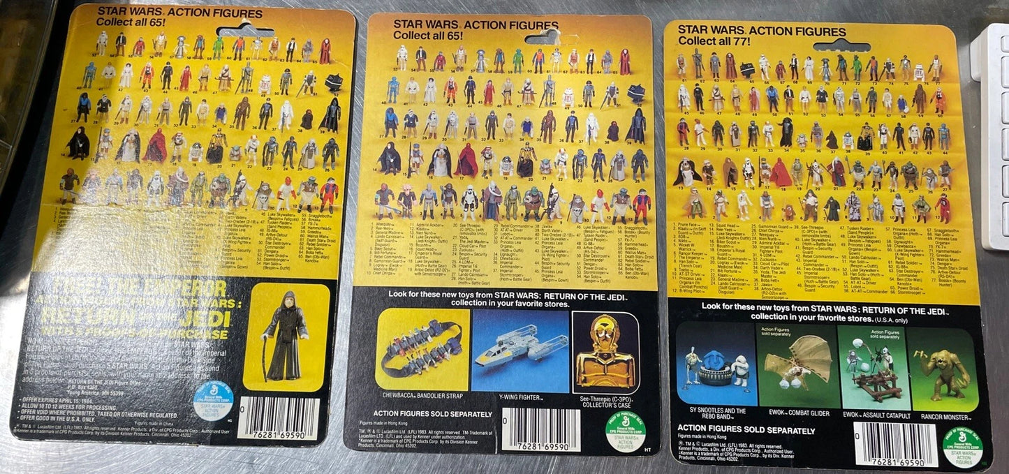 Star Wars Kenner Backing Card, Return of the Jedi, Empire Strikes Back 12 Pieces