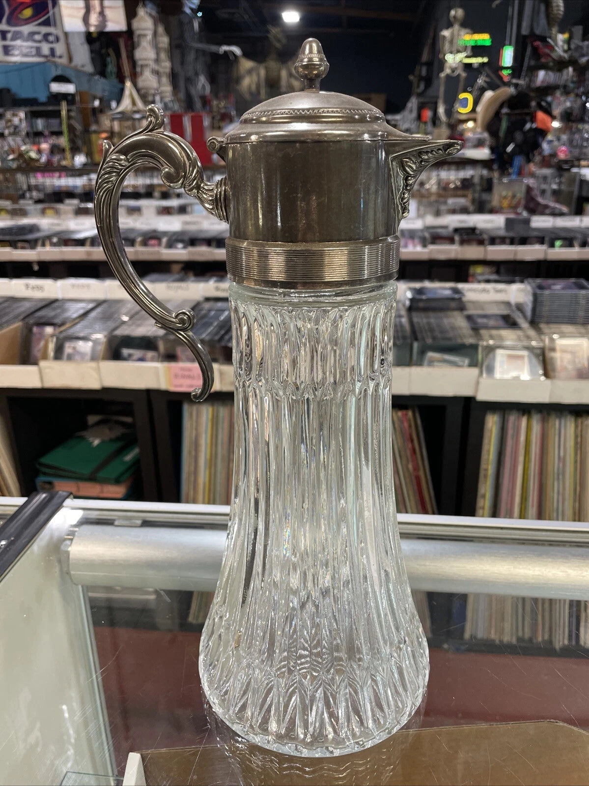 SILVERPLATE GLASS VICTORIAN PITCHER