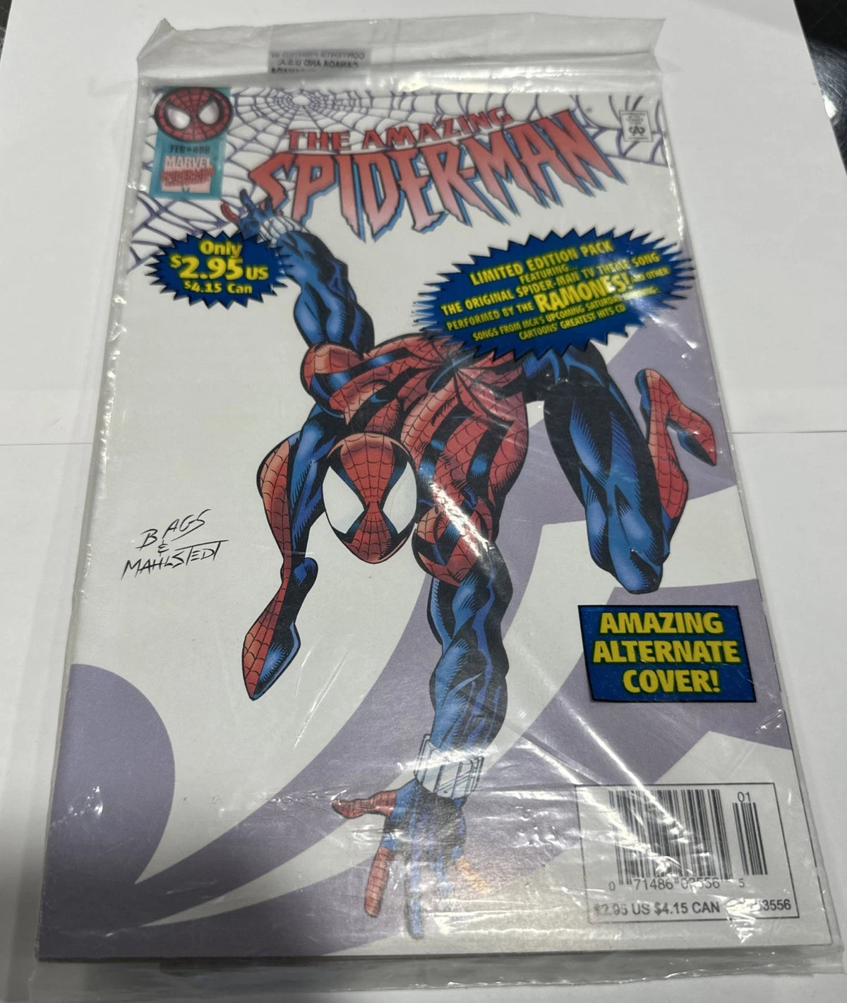 AMAZING SPIDER-MAN #408 VF POLYBAGGED RAMONES CASSETTE TAPE VARIANT