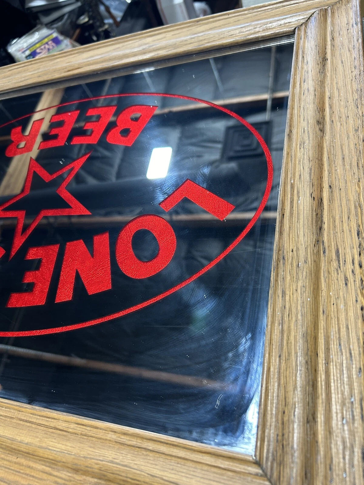 Lone Star Beer Mirror Glass Sign 20 1/2” x 25”
