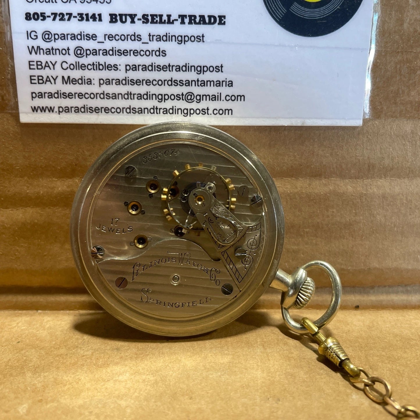 Illinois Springfield Watch Company Pocket Watch 17 Jewels #3535074
