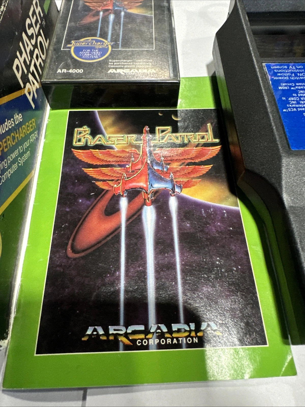Phaser Patrol (Atari 2600, 1982) Cassette Game and Adaptor Vintage