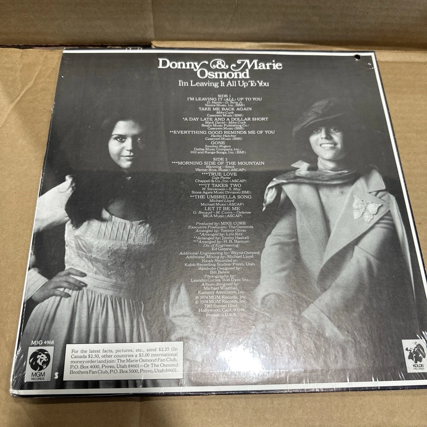 Donny & Marie Osmond-I'm Leaving It All Up To You-1974 -Vinyl LP New Sealed 4968