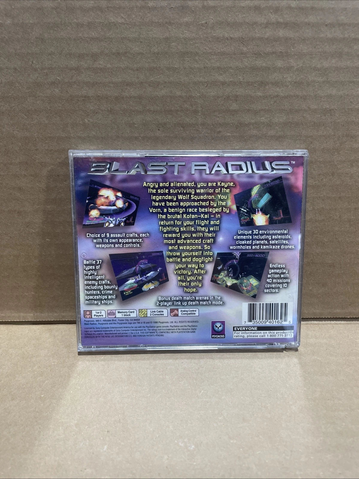 Blast Radius Sony PlayStation 1 PS1 Space Shooter Combat Game Tested Nice!