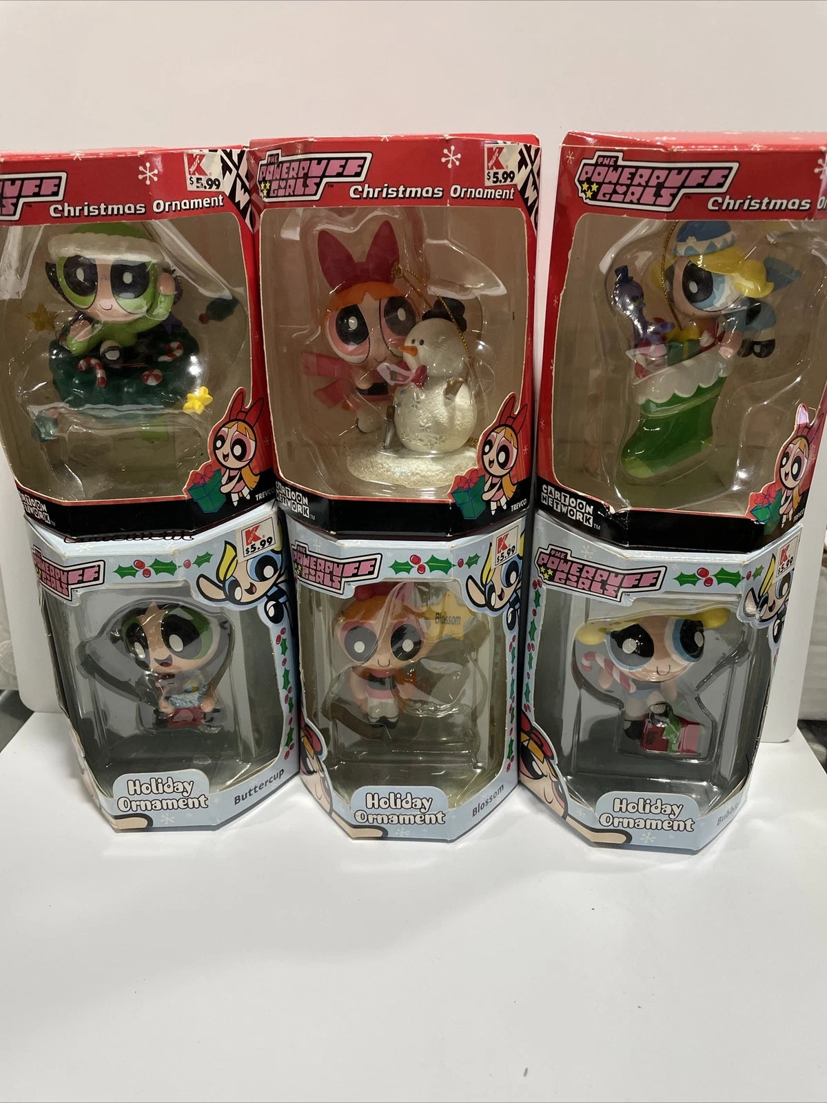 Trevco Cartoon Network The Powerpuff Girls Set Of 6 Christmas Ornaments NEW