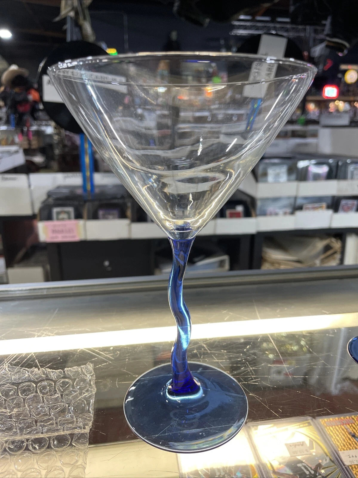Libby GLASSES Zig Zag Cobalt Blue Stem EUC