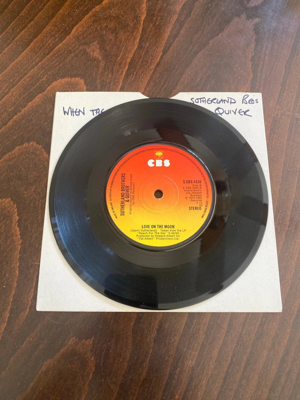 UK Sutherland Brothers & Quiver SINGLE 7" When The Train Comes Love S CBS 4336