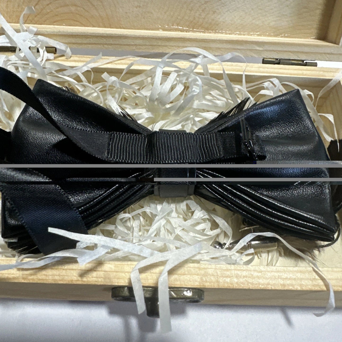Luxury Bowtie Collection Green Feather Bow Tie w/ matching lapel pin in gift box