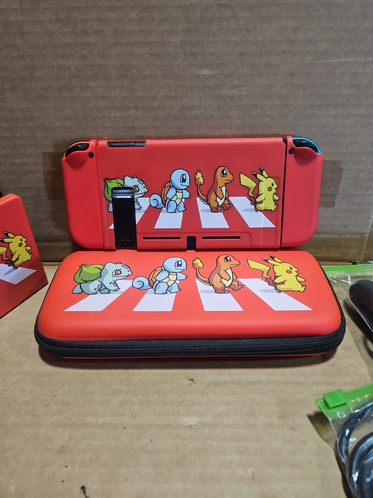 Nintendo Switch Console HAC-001 Neon Red/Blue Controllers Pokemon Themed Cases