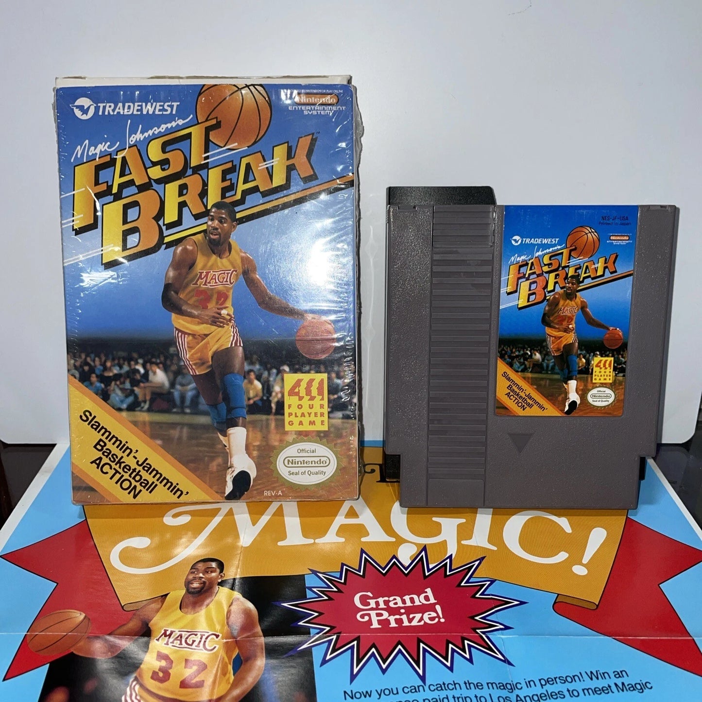 Magic Johnson's Fast Break (Nintendo, NES 1990) CIB MINT CONDITION COMPLETE