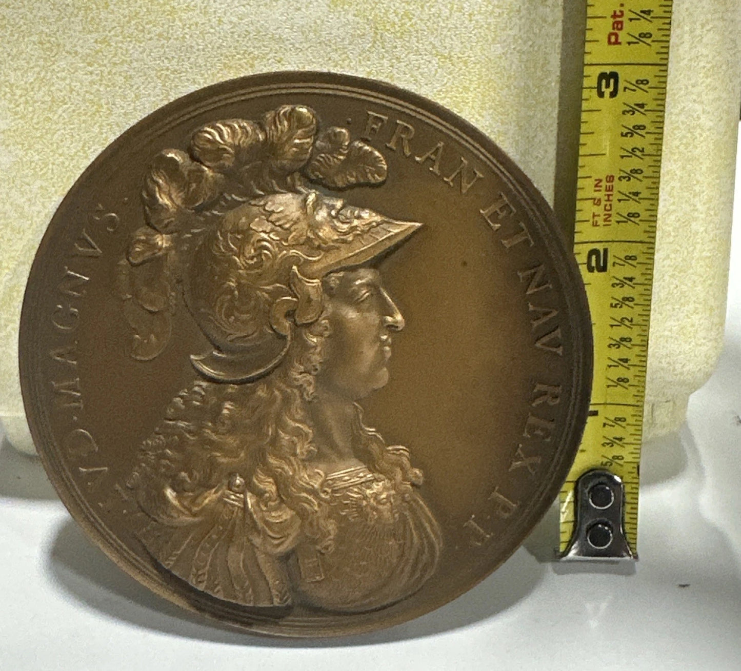 1800-1900AD Restrike of 1674 Dated FRANCE King LOUIS XIV Huge 3 1/4 Inch Medal