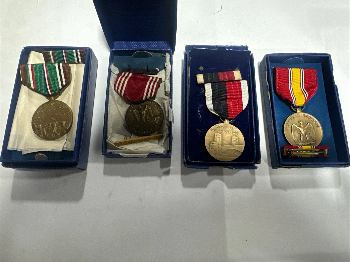 WWII European American Award Metals For Conduct, Occupations, National Defense