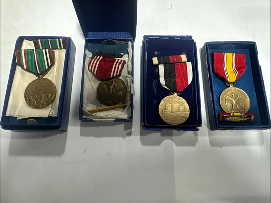 WWII European American Award Metals For Conduct, Occupations, National Defense