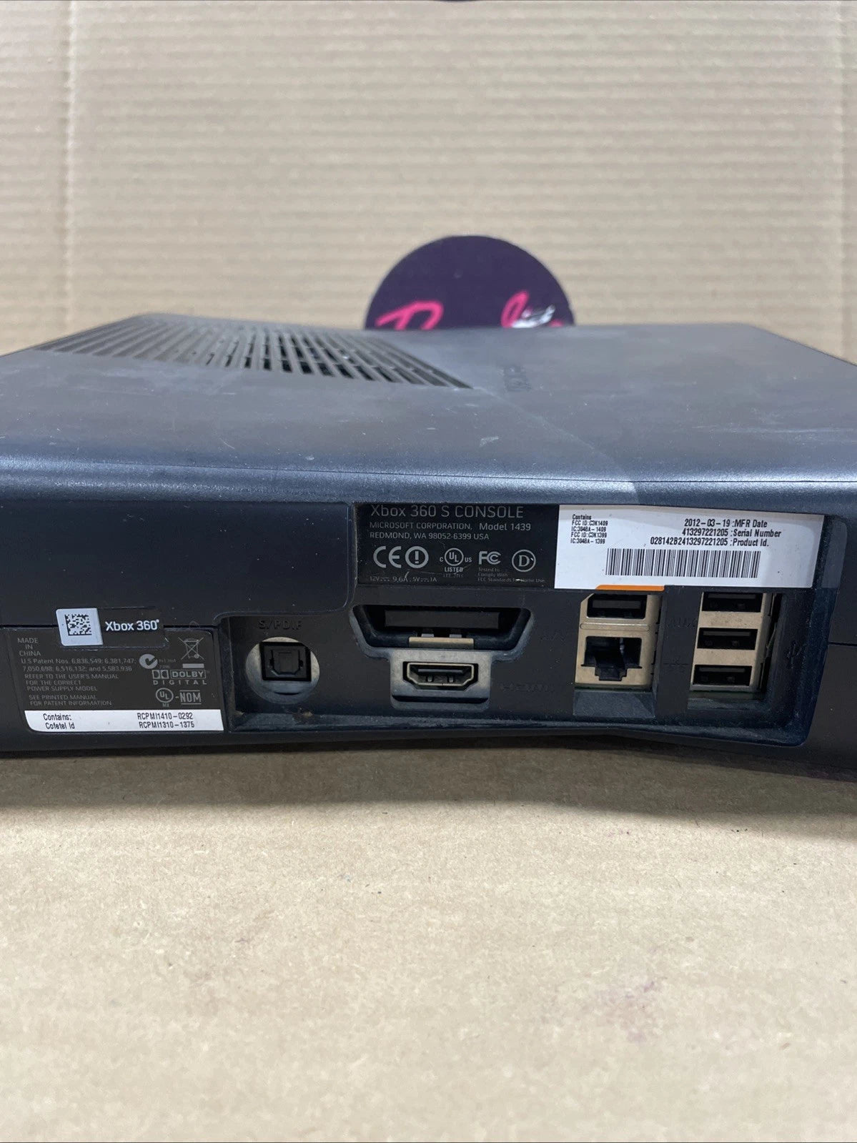 Microsoft Xbox 360 S Console Black 1439 Parts/Repair Lot 1