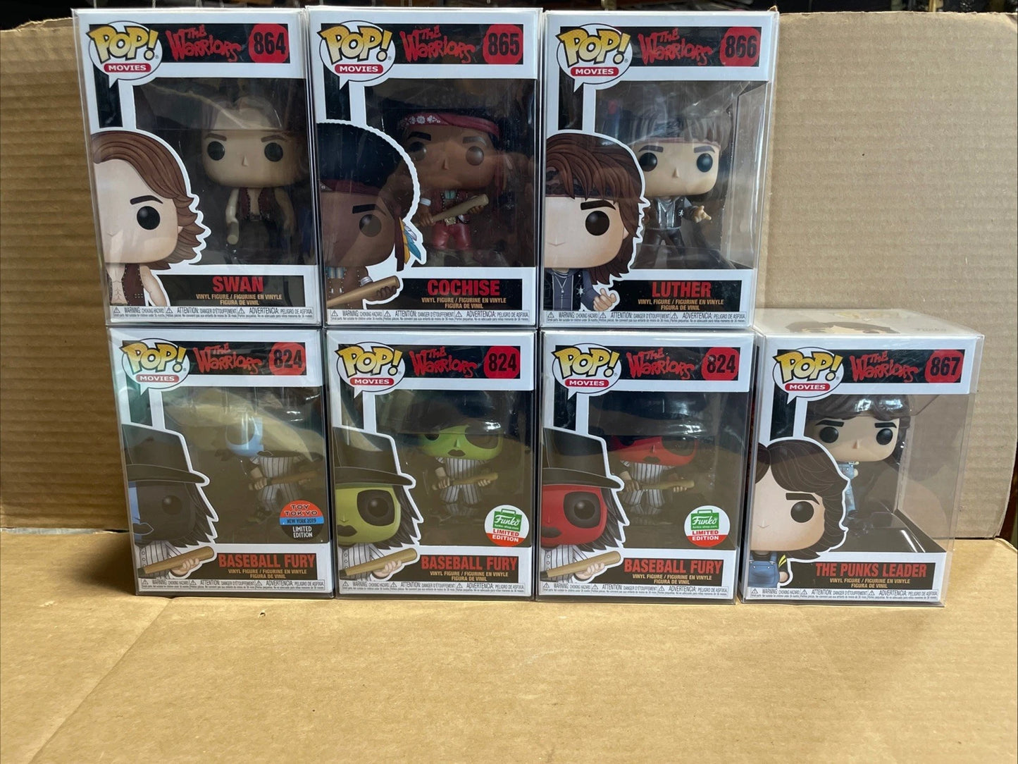 Funko Pop! The Warriors Movie Complete Set Lot Of 7 W Protectors & Case