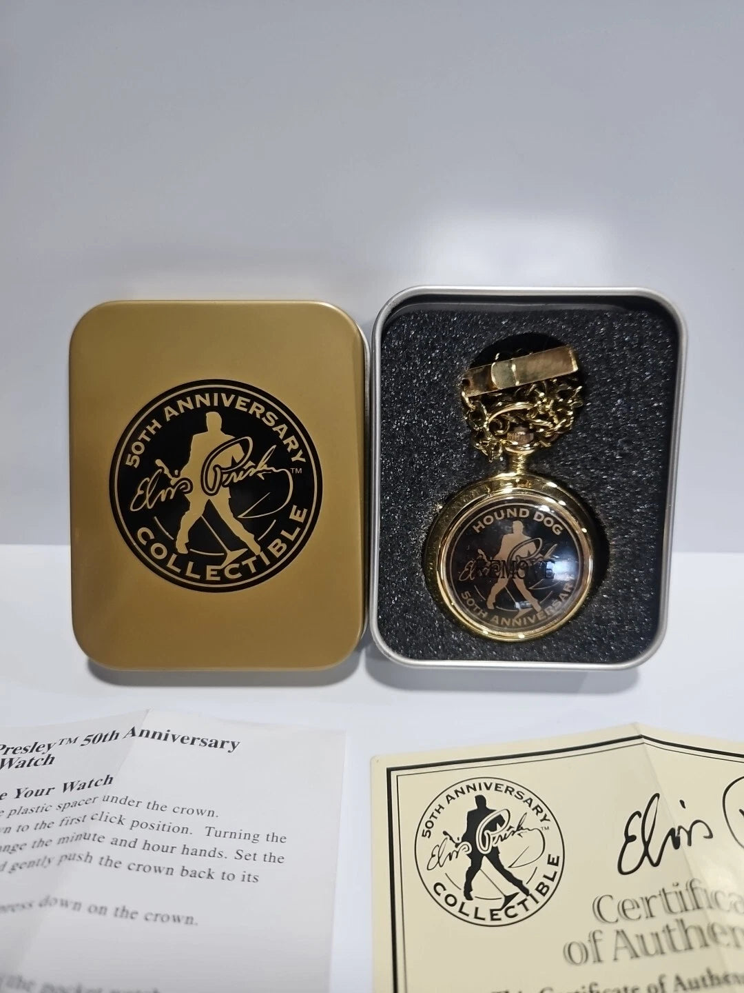 50th ANNIVERSARY Elvis PRESLEY Hound Dog Pocket Watch With Sound