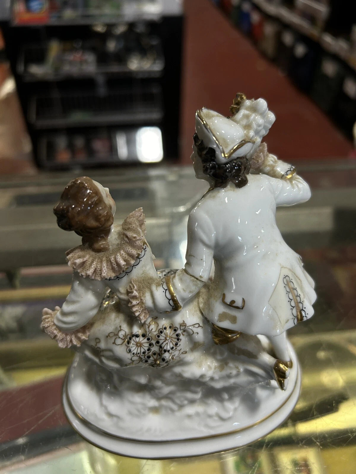 RARE Dresden MZ German Porcelain Lace Dancing Couple